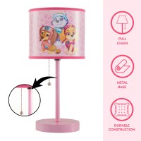 Idea Nuova Paw Patrol Everest Liberty And Skye Stick Table Kids Lamp With Pull Chain Themed Printed Decorative Shade