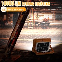 100W Led Solar Work Light 466 Led 10000Lm Magnetic Worklight With 5 Modes 12000Mah Battary Rechargeable Ip66 Waterproof Porta