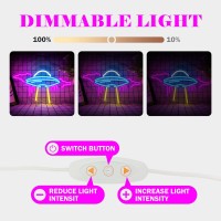 Janhune Ufo Neon Sign Alien Spaceship Led Neon Lights Dimmable Space Neon Signs For Wall Ufo Neon Light Up Sign For Bedroom Kids