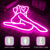 Janhune Lady Neon Sign Women Neon Sign Dimmable Lady Neon Led Signs For Wall Decor Neon Light Up Signs Pink Lady Neon Lights For