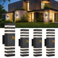 Dastor 4 Pack Dusk To Dawn Outdoor Wall Lights Up And Down Outside Lights For House Black Aluminum Exterior Lighting Fixtures