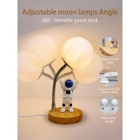 Wlhong Moon Lamp For Kids Space Buddy Lights With 7 Color Astronaut Night Light Usb Powered And Button Control 3D Moon Table Lam