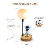 Wlhong Moon Lamp For Kids Space Buddy Lights With 7 Color Astronaut Night Light Usb Powered And Button Control 3D Moon Table Lam