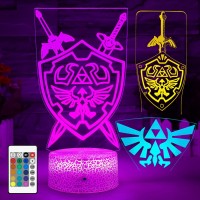 3D Legend Of Zelda Night Light Zelda Illusion Bedside Lamp 3 Patterns 7 Color Change Decor Lamp With Remote Decor Gifts For