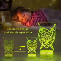 3D Legend Of Zelda Night Light Zelda Illusion Bedside Lamp 3 Patterns 7 Color Change Decor Lamp With Remote Decor Gifts For