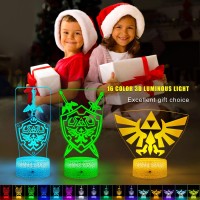 3D Legend Of Zelda Night Light Zelda Illusion Bedside Lamp 3 Patterns 7 Color Change Decor Lamp With Remote Decor Gifts For