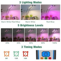 Garpsen Grow Lights For Indoor Plants Grow Light With Red Blue Full Spectrum 2 Heads Clip 40 Leds Plant Light For Indoor Plant