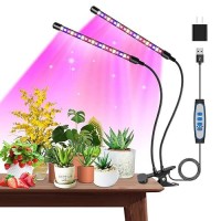 Garpsen Grow Lights For Indoor Plants Grow Light With Red Blue Full Spectrum 2 Heads Clip 40 Leds Plant Light For Indoor Plant