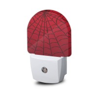 Aowula Red Spider Web Night Light Plugin Wall Led Night Lights Decor For Boys Girls Room Dusk To Dawn Sensor Wall Lamp For Stai