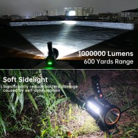 Buysight Rechargeable Spotlight Flashlight 1000 000 Lumens 600 Yards Range Solar Charge Hand Held Large Flashlights With Red Le