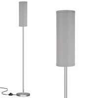 Ambimall Floor Lamp For Living Room - Pole Lamps For Bedrooms, Silver Standing Lamps With Grey Shade, 65'' Tall Lamp For Office, Minimalist Floor Lamp For Home Decor