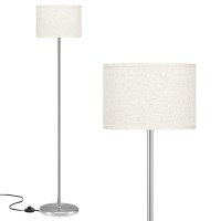 Ambimall Floor Lamp For Living Room, Modern Silver Floor Lamp With Shade, Tall Lamps For Living Room, Bedroom, Office, Dining Room(Beige Lampshade Without Bulb)