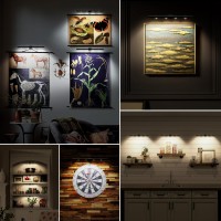 Picture Light 16 Battery Operated Painting Light For Wall With Remote 3 Lighting Metal Art Light With Dimmable And Timer Displ