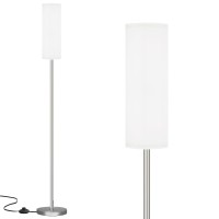 Ambimall Floor Lamp For Living Room - Pole Lamps For Bedrooms, Silver Standing Lamps With White Shade, 65'' Tall Lamp For Office, Minimalist Floor Lamp For Home Decor