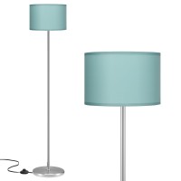 Ambimall Floor Lamp For Living Room, Modern Silver Floor Lamp With Shade, Tall Lamps For Living Room, Bedroom, Office, Dining Room(Aqua Lampshade Without Bulb)