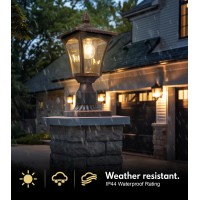 Solar Post Lights 3000K Solar Lamp Post Light Fixture With Pier Mount Base Dusk To Dawn Solar Post Lights Outdoor Waterproof F