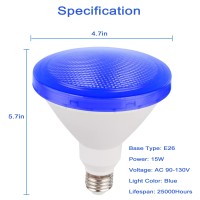 Greenic Blue Led Flood Light Bulb 15W 100 Watt Equivalent E26 Base Par38 Blue Light Bulbs For Bedroom Porch Police Support