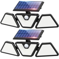 Mitaohoh Solar Lights Outdoor Waterproof, 275 Led Super Bright Motion Sensor Outdoor Lights With Adjustable Heads Wireless Security Solar Motion Sensor Light Outdoor For Fence Yard Garage(2 Pack)