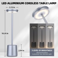 Geramexi 2 Pack Cordless Table Lamp, Rechargeable Led Table Lamp, 5000Mah Battery Operated/Usb Desk Lamp, Portable Outdoor Light, Stepless Dimmable, Creative Dining Table Hotel Bar Table Lamp Grey