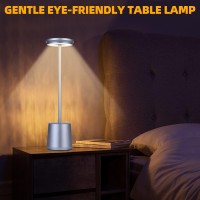 Geramexi 2 Pack Cordless Table Lamp, Rechargeable Led Table Lamp, 5000Mah Battery Operated/Usb Desk Lamp, Portable Outdoor Light, Stepless Dimmable, Creative Dining Table Hotel Bar Table Lamp Grey