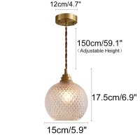 Qufute Brass Glass Globe Pendant Light Fixtures Seeded Glass Pendant Lights With Clear Glass Shade Mid Century Chandelier 1-Light Modern Pendant Lighting Gold For Kitchen Island Bedroom (Ceiling)