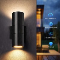 Wowlite Dusk To Dawn Outdoor Light, Up And Down Lights Outdoor, Waterproof Outdoor Sconce Lights, Bulb Includ Modern Cylinder Black Outdoor Light Fixture For House Front Door Garage Etl Listed, 2 Pack