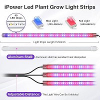 Ipower 20W Led Plant Grow Light Strips Full Spectrum For Indoor Plants With Auto Onoff 3912H Timer 10 Dimmable Levels 48 Led