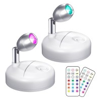 Klarlight 2 Pack Mini Rgb Battery Spotlights Indoor With Remote Control Wireless Led Spot Lights Stick On Picture Light With 13