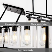 Hccz 5 Light Dining Room Light Fixture Matte Black Farmhouse Chandelier Over Table Rectangular Kitchen Pendant Lighting Rectangl