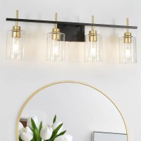 Dsmjfu 4Light Bathroom Vanity Fixture Farmhouse Bathroom Vanity Lights Over Mirror Modern Black And Gold Wall Lights Industr