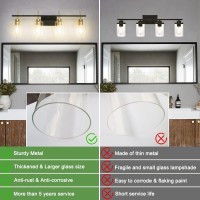 Dsmjfu 4Light Bathroom Vanity Fixture Farmhouse Bathroom Vanity Lights Over Mirror Modern Black And Gold Wall Lights Industr