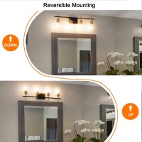 Dsmjfu 4Light Bathroom Vanity Fixture Farmhouse Bathroom Vanity Lights Over Mirror Modern Black And Gold Wall Lights Industr