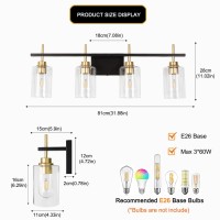 Dsmjfu 4Light Bathroom Vanity Fixture Farmhouse Bathroom Vanity Lights Over Mirror Modern Black And Gold Wall Lights Industr