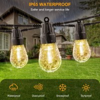 Ysj Outdoor String Lights For Outside, Warm White, 49Ft Patio Lights Outdoor Ip65 Waterproof With Remote, String Light With 20 Shatterproof Bulbs Dimmable For Balcony, Cafe, Backyard