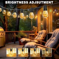 Ysj Outdoor String Lights For Outside, Warm White, 49Ft Patio Lights Outdoor Ip65 Waterproof With Remote, String Light With 20 Shatterproof Bulbs Dimmable For Balcony, Cafe, Backyard