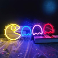 Geeinar Game Neon Sign Ghost Led Neon Lights Neon Signs For Bedroom Wall 17X6 Retro Arcade Decor With Usbswitch Ghost Neo