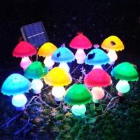 Nowsok Solar Mushroom String Lights For Outside Garden Decor, Mushroom Decor Lights With Extreme Bright Led String Lights & Ip65 Waterproof Flower Edge/12 Led/Total Length:24.5Ft