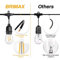 Brimax Outdoor String Lights 16Ft With 5 Led Bulbs Outdoor Lights Shatterproof Edison Bulb Commercial Grade Waterproof Led Outsi