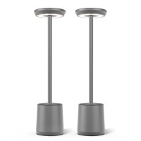 Tekstap Led Portable Cordless Table Lamps Set Of 2, 5000Mah Battery Operated Touch Control Bedside Lamps, 3 Color Stepless Dimmable Rechargeable Table Lamps For Living Room Bedroom Outdoor (Silver)