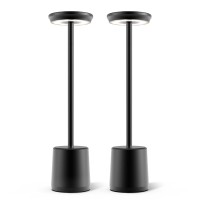 Tekstap Led Portable Cordless Table Lamps Set Of 2, 5000Mah Battery Operated Touch Control Bedside Lamps, 3 Color Stepless Dimmable Rechargeable Table Lamps For Living Room Bedroom Outdoor (Black)