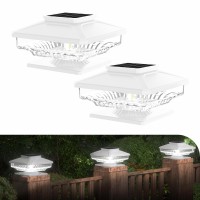 Solar Post Cap Lights 2 Pack Bright White Solar Post Lights Outdoor Waterproof Fence Post Cap Lights Outside Post Lights Solar