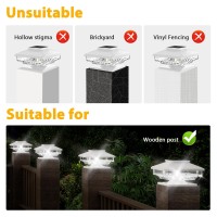 Solar Post Cap Lights 2 Pack Bright White Solar Post Lights Outdoor Waterproof Fence Post Cap Lights Outside Post Lights Solar