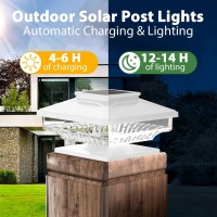 Solar Post Cap Lights 2 Pack Bright White Solar Post Lights Outdoor Waterproof Fence Post Cap Lights Outside Post Lights Solar