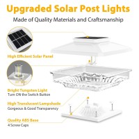 Solar Post Cap Lights 2 Pack Bright White Solar Post Lights Outdoor Waterproof Fence Post Cap Lights Outside Post Lights Solar