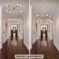 Lasenchoo 8 Lights Plug In Chandelier, Hanging Lights With Plug In Cord 16.4Ft & Switch, Plug In Pendant Light Gold Chandeliers For Living Room Bedroom Dining Room, Outdoor Chandeliers For Gazebo