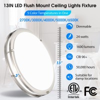 13 Inch Ceiling Light Fixture Dimmable Led Flush Mount Ceiling Light For Kitchen Bedroom Bathroom Hallway 2700K3000K4000K