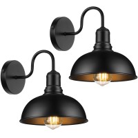 Matameye Outdoor Wall Sconce, 2 Pack Exterior Waterproof Farmhouse Gooseneck Barn Light Fixture, Black Garage Wall Lantern, Anti-Rust Front Porch Lamp