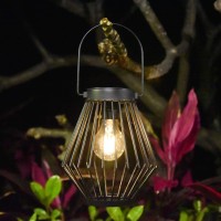 Kelvinlux Solar Lantern Outdoor Hanging Solar Powered Metal Light With Handle Waterproof Wireless Warm Retro Bulb Design Lamp