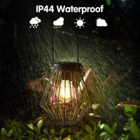 Kelvinlux Solar Lantern Outdoor Hanging Solar Powered Metal Light With Handle Waterproof Wireless Warm Retro Bulb Design Lamp