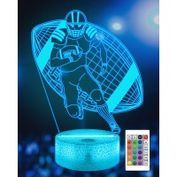 Attivolife Football Player Night Light For Kids 3D Rugby Illusion Led Lamp 16 Colors Changing With Remote Control Touch Bes